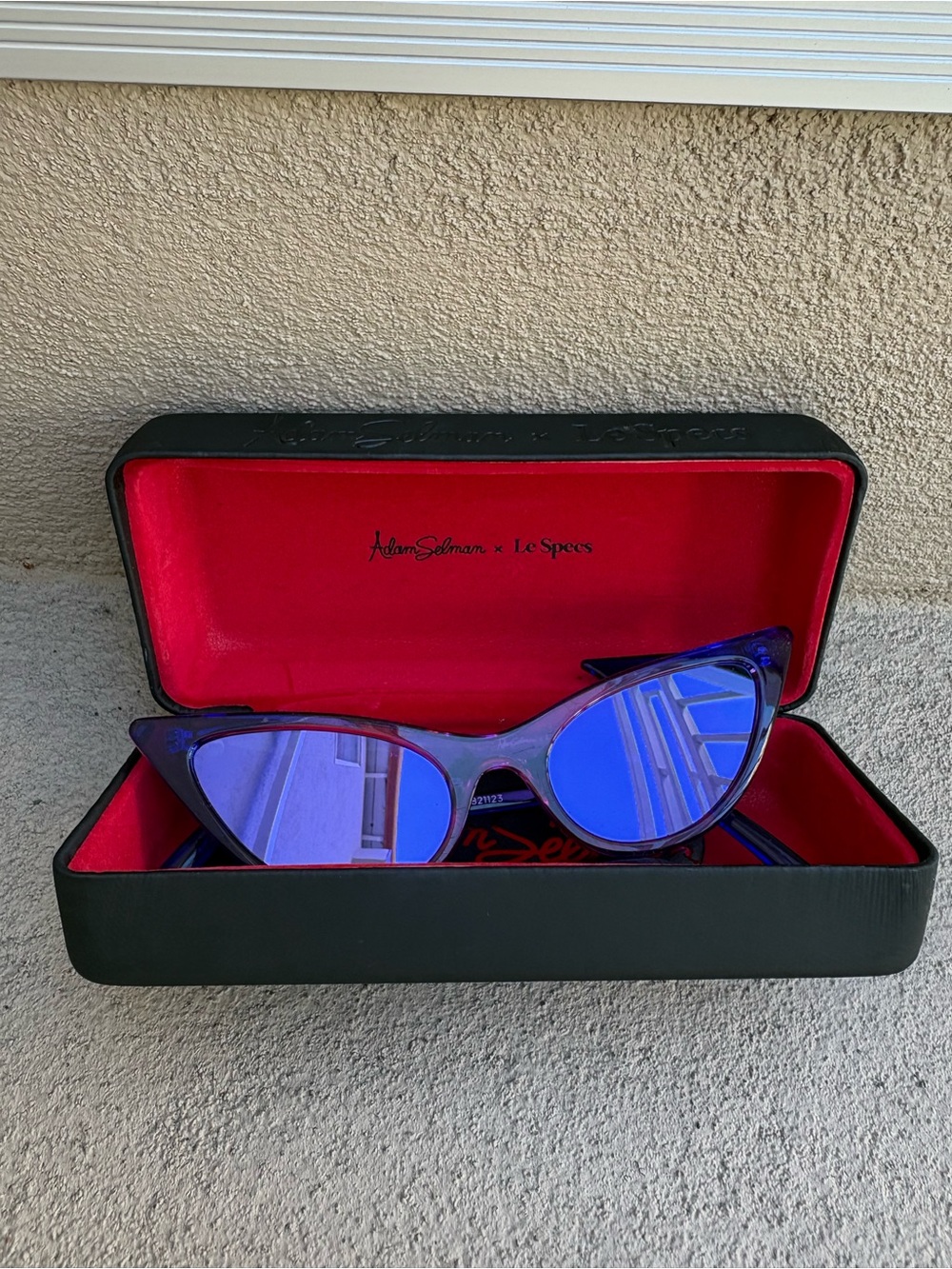 Le Specs Purple Cat Eye Sunglasses with Blue Mirrored Lenses